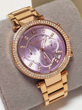 Michael Kors Parker Purple Dial Rose Gold Steel Strap Watch for Women - MK6169 Authentic Buy Shop Now