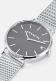 Coach Charles Black Dial Silver Mesh Bracelet Watch for Men - 14602144 Authentic Buy Shop Now