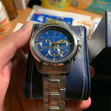Maserati Successo 44mm Chronograph Quartz Blue Dial Silver Steel Strap Watch For Men - R8873621016 Authentic Buy Shop Now