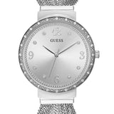 Guess Chiffon Silver Dial Silver Mesh Bracelet Watch For Women - W1083L1 Authentic Buy Shop Now