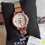 Coach Delancey Silver Dial Rose Gold Steel Strap Watch for Women - 14502355 Authentic Buy Shop Now