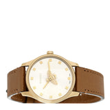 Gucci G Timeless Quartz Silver Dial Brown Leather Strap Watch For Women - YA1265022 Authentic Buy Shop Now