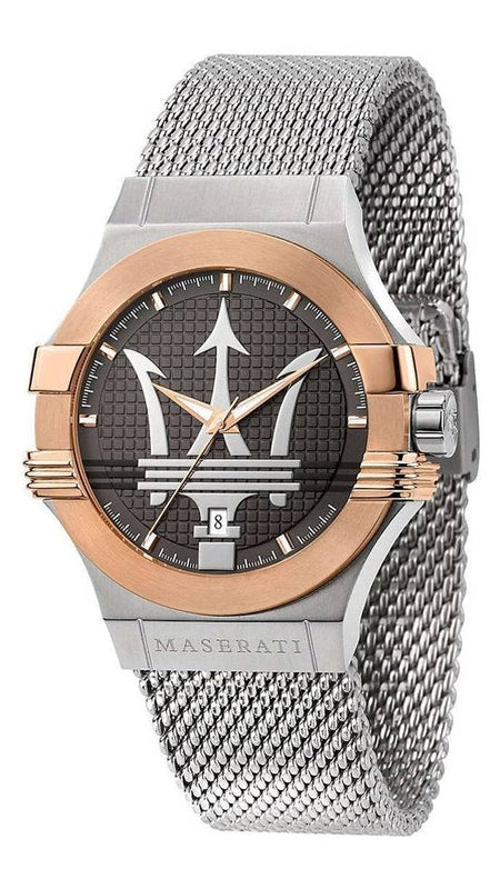 Maserati Potenza Quartz Grey Dial Silver Mesh Bracelet Watch For Men - R8853108007 Authentic Buy Shop Now