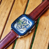 Fossil Inscription Automatic Skeleton Blue Dial Brown Leather Strap Watch for Men - BQ2571 Authentic Buy Shop Now