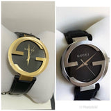 Gucci Interlocking G Iconic Black Dial Black Leather Strap Watch For Men - YA133205 Authentic Buy Shop Now
