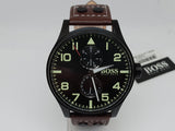 Hugo Boss Aeroliner Maxx Black Dial Brown Leather Strap Watch For Men - 1513079 Authentic Buy Shop Now
