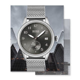Hugo Boss Legacy Grey Dial Silver Mesh Bracelet Watch for Men - 1513673 Authentic Buy Shop Now