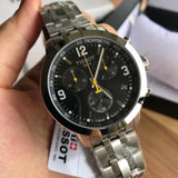 Tissot PRC 200 Chronograph Black Dial Silver Steel Strap Watch For Men - T055.417.11.057.00 Authentic Buy Shop Now