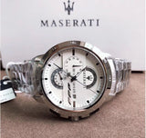 Maserati Ingegno Chronograph White Dial Silver Steel Strap Watch For Men - R8873619004 Authentic Buy Shop Now