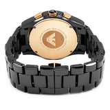 Emporio Armani Valente Ceramica Chronograph Black Dial Black Steel Strap Watch For Men - AR1410 Authentic Buy Shop Now