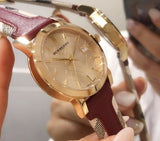 Burberry The City Gold Dial Orange Leather Strap Watch for Women - BU9017 Authentic Buy Shop Now