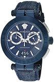 Versace Aion Chronograph Blue Dial Blue Leather Strap Watch for Men - VBR070017 Authentic Buy Shop Now