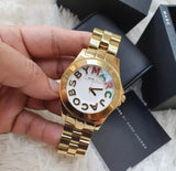 Marc Jacobs Rivera White Dial Gold Steel Strap Watch for Women - MBM3137 Authentic Buy Shop Now