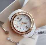 Emporio Armani Ceramica Mother of Pearl Dial White Ceramic Dial Watch For Women - AR1472 Authentic Buy Shop Now
