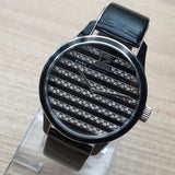 Marc Jacobs Lidia Stripe Glitz Black Dial Black Leather Strap Watch for Women - MBM1166 Authentic Buy Shop Now