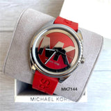 Michael Kors Janelle Three Hand Red Dial Red Rubber Strap Watch For Women - MK7144 Authentic Buy Shop Now