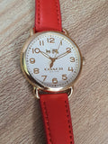 Coach Delancey Ivory Dial Orange Leather Strap Watch for Women - 14502719 Authentic Buy Shop Now
