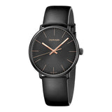 Calvin Klein High Noon Quartz Black Dial Black Leather Strap Watch for Men - K8M214CB Authentic Buy Shop Now