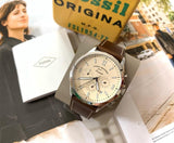 Fossil Forrester Chronograph White Dial Brown Leather Strap Watch for Men - FS5696 Authentic Buy Shop Now