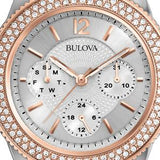 Bulova Crystal Collection Silver Dial Two Tone Steel Strap Watch for Women - 98N100 Authentic Buy Shop Now