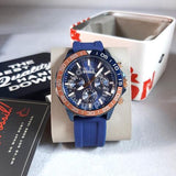 Fossil Bannon Multifunction Blue Dial Blue Silicone Strap Watch for Men - BQ2498 Authentic Buy Shop Now