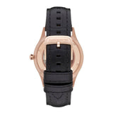 Emporio Armani Meccanico White Skeleton Dial Black Leather Strap Watch For Men - AR1924 Authentic Buy Shop Now