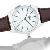 Lacoste Edmonton White Dial Brown Leather Strap Watch for Men - 2010893 Authentic Buy Shop Now