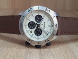Fossil Retro Traveler Chronograph White Dial Brown Leather Strap Watch for Men - CH2886 Authentic Buy Shop Now