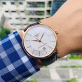 Tissot Carson Premium Powermatic 80 White Dial Brown Leather Strap Watch For Men - T122.407.36.031.00 Authentic Buy Shop Now