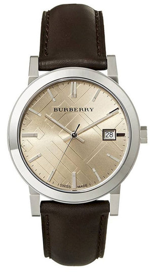 Burberry The City Gold Dial Brown Leather Strap Watch for Men - BU9011 Authentic Buy Shop Now