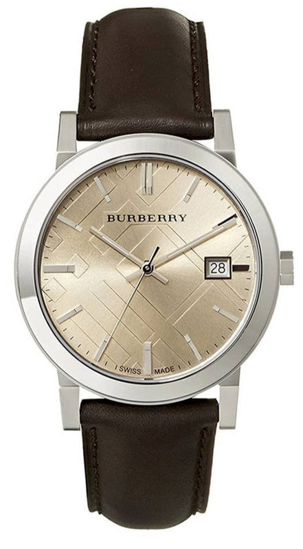 Burberry The City Gold Dial Brown Leather Strap Watch for Men - BU9011 Authentic Buy Shop Now