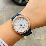 Guess Swirl Analog Quartz White Dial Blue Rubber Strap Watch for Women - W1096L4 Authentic Buy Shop Now