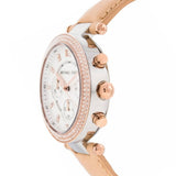 Michael Kors Parker Chronograph White Dial Tan Leather Strap Watch for Women - MK5633 Authentic Buy Shop Now