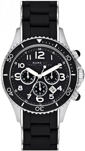 Marc Jacobs Rock Chronograph Black Dial Black Silicone Strap Watch for Women - MBM2551 Authentic Buy Shop Now