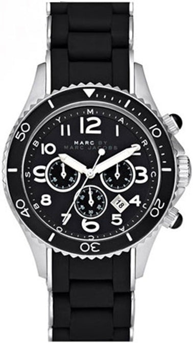 Marc Jacobs Rock Chronograph Black Dial Black Silicone Strap Watch for Women - MBM2551 Authentic Buy Shop Now