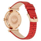 Emporio Armani Gianni T Bar Silver Dial Red Leather Strap Watch For Women - AR1876 Authentic Buy Shop Now