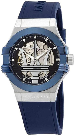 Maserati Potenza Automatic Skeleton Dial Blue Rubber Strap Watch For Men - R8821108035 Authentic Buy Shop Now