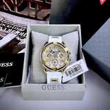 Guess Queen Quartz Gold Dial White Silicone Strap Watch For Women - GW0536L2 Authentic Buy Shop Now
