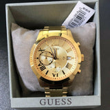 Guess Atlas Chronograph Gold Dial Gold Steel Strap Watch For Men - W0668G4 Authentic Buy Shop Now