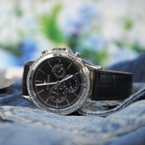 Tommy Hilfiger Ari Diamonds Black Dial Black Leather Strap Watch for Women - 1781981 Authentic Buy Shop Now
