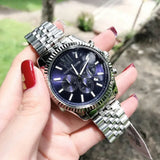 Michael Kors Lexington Chronograph Blue Dial Silver Steel Strap Watch for Men - MK8280 Authentic Buy Shop Now