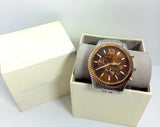 Michael Kors Lexington Chronograph Brown Dial Silver Steel Strap Watch For Men - MK8732 Authentic Buy Shop Now