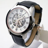 Fossil Grant Automatic Skeleton White Dial Black Leather Strap Watch for Men - ME3101 Authentic Buy Shop Now