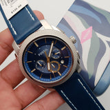 Fossil Machine Chronograph Blue Dial Blue Leather Strap Watch for Men - FS5262 Authentic Buy Shop Now