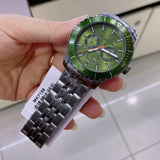Michael Kors Cunningham Multifunction Chronograph Green Dial Grey Steel Strap Watch For Men - MK7158 Authentic Buy Shop Now