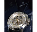 Maserati Ingegno Automatic Black Skeleton Dial Black Leather Strap Watch For Men - R8821119002 Authentic Buy Shop Now