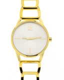 Calvin Klein Stately Silver Dial Gold Steel Strap Watch for Women - K3G23526 Authentic Buy Shop Now