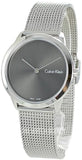 Calvin Klein Minimal Grey Dial Silver Mesh Bracelet Watch for Women - K3M221Y3 Authentic Buy Shop Now