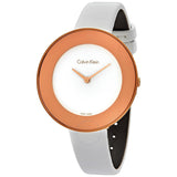Calvin Klein Chic White Dial White Leather Strap Watch for Women - K7N236K2 Authentic Buy Shop Now