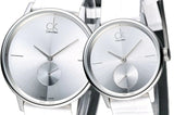 Calvin Klein Accent Silver Dial White Leather Strap Watch for Women - K2Y231K6 Authentic Buy Shop Now